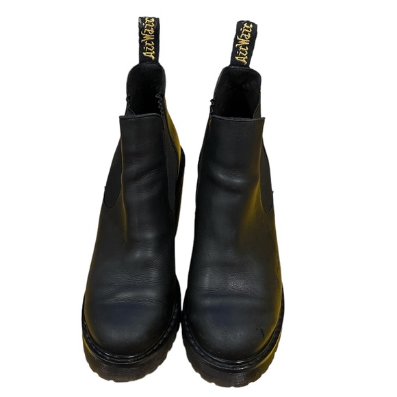 DR MARTENS CHELSEA HURSTON BLACK LEATHER LUG SOLE HEELED ANKLE BOOTS 9 - Picture 7 of 13